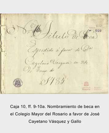 Docuemneto Nombramiento de beca en el Colegio Mayor del Rosario