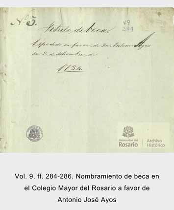 Docuemneto Nombramiento de beca en el Colegio Mayor del Rosario