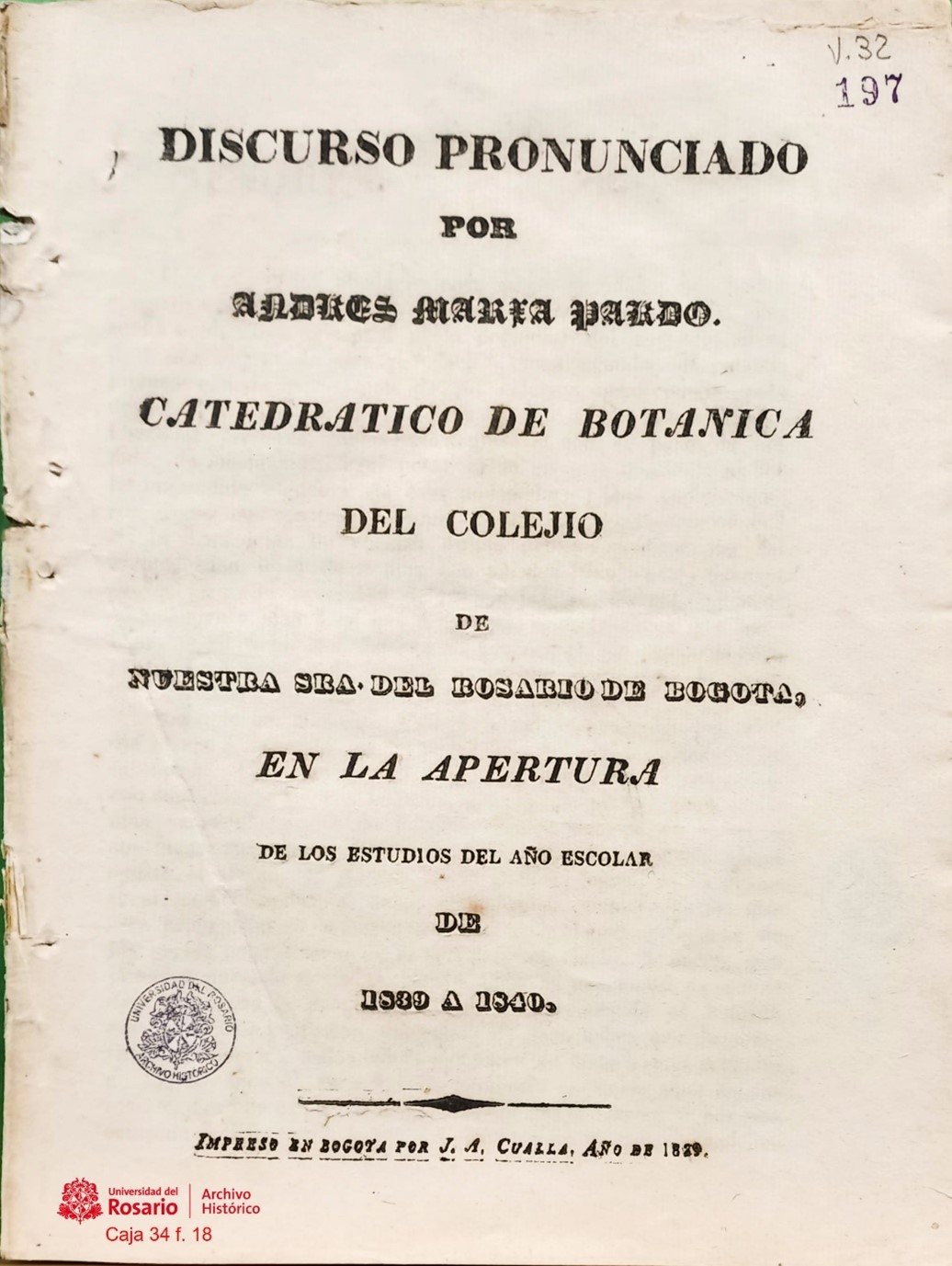 Discurso del catedrático A. M. Pardo